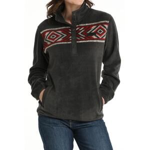 NEW CINCH polar fleece pullover sweater in charcoal